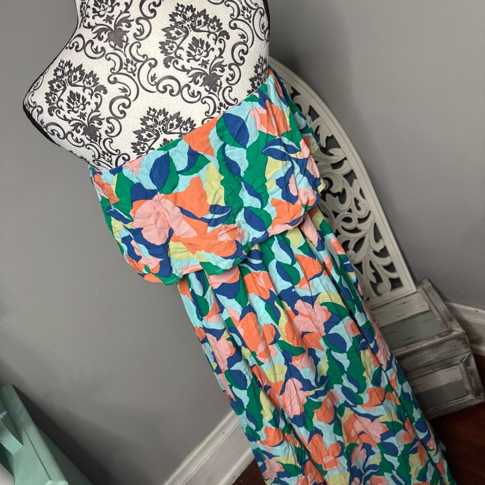 Jopna Boho Flowy Strapless Maxi Dress Size Medium Beach Vacation Resortwear - Picture 8 of 11